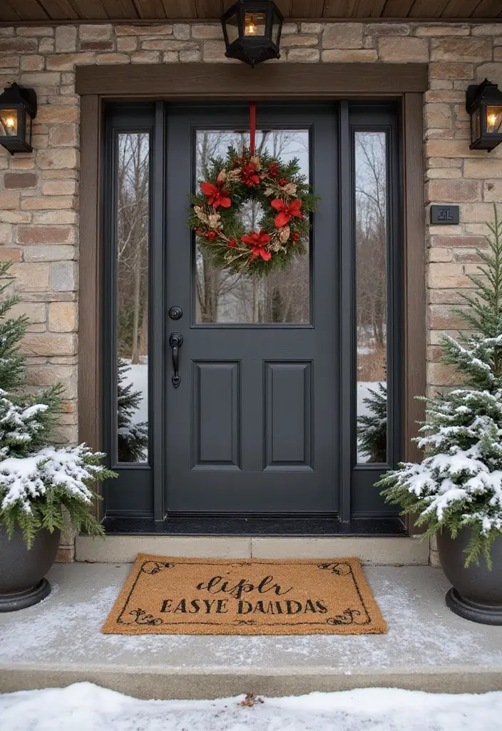 26 Farmhouse Christmas Decor Ideas with Rustic Charm 17 26 Farmhouse Christmas Decor Ideas with Rustic Charm - 17. Cozy Winter Welcome Mats