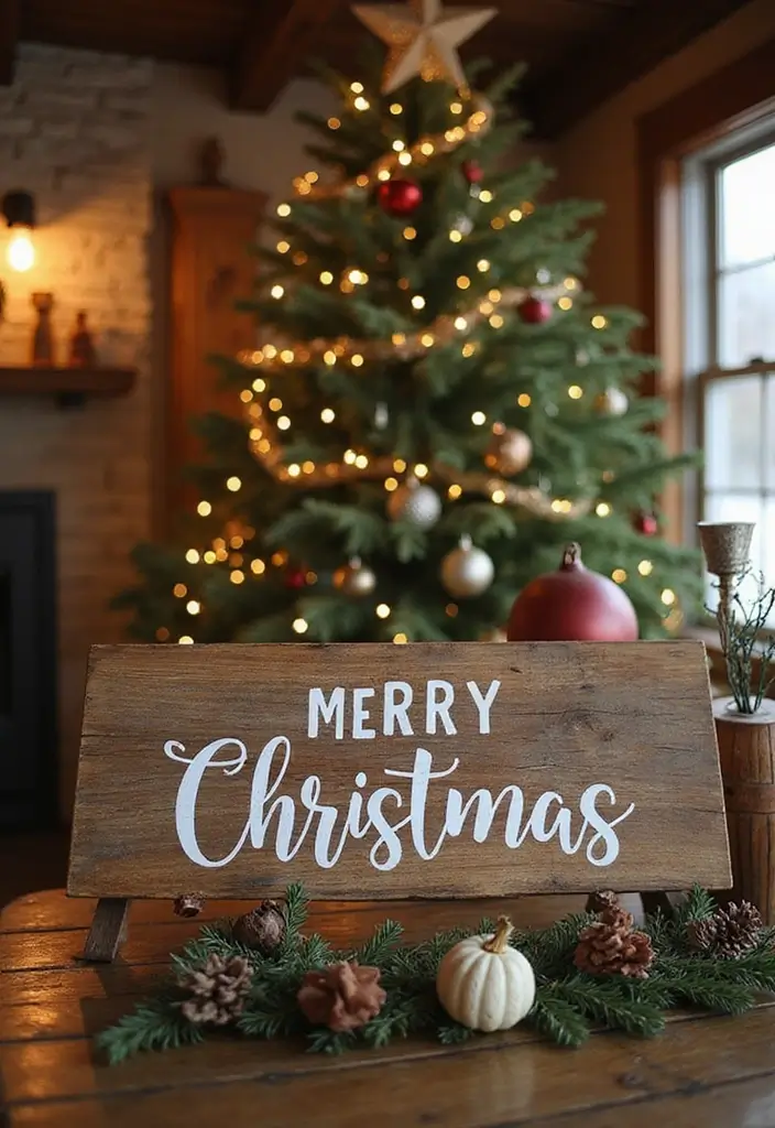 26 Farmhouse Christmas Decor Ideas with Rustic Charm 9 26 Farmhouse Christmas Decor Ideas with Rustic Charm - 9. Farmhouse Signage