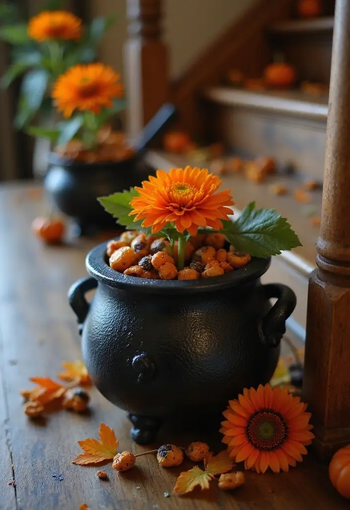 26 Halloween Apartment Decor Ideas for Small Spaces 10 26 Halloween Apartment Decor Ideas for Small Spaces - 10. Mini Cauldron Displays