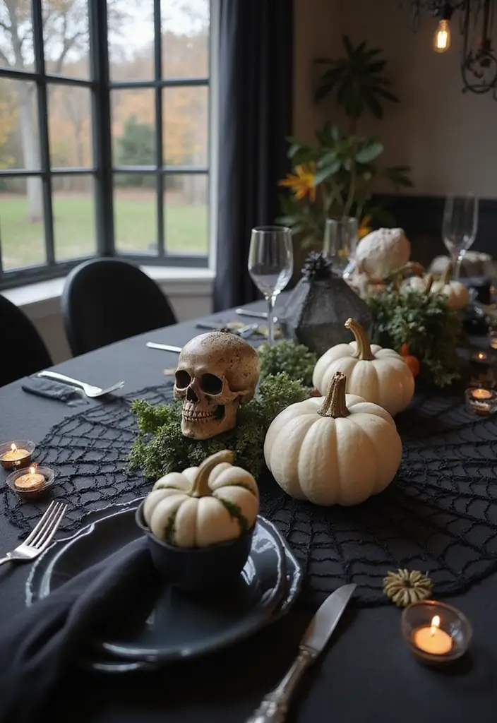 26 Halloween Centerpiece Ideas That Make an Impact 13 26 Halloween Centerpiece Ideas That Make an Impact - 13. Spider Web Table Runner