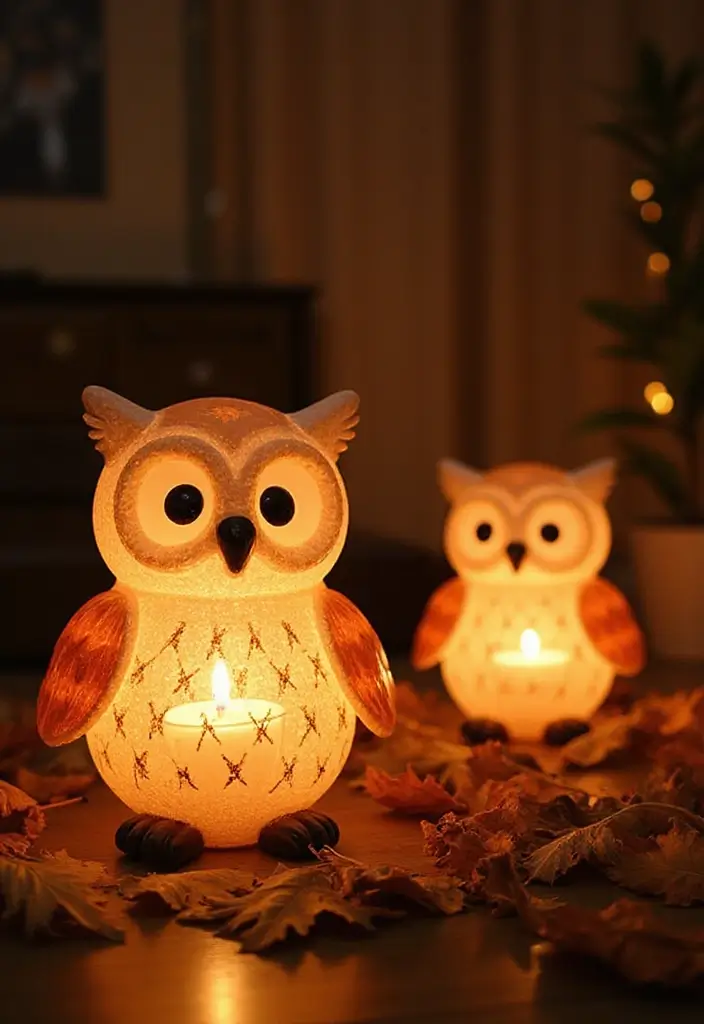 26 Halloween Centerpiece Ideas That Make an Impact 14 26 Halloween Centerpiece Ideas That Make an Impact - 14. Owl Lanterns