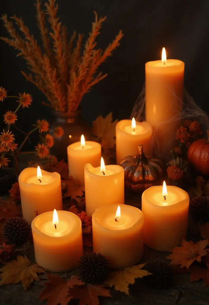 26 Halloween Room Decor Ideas to Set the Mood 2 26 Halloween Room Decor Ideas to Set the Mood - 2. Mysterious Candle Displays