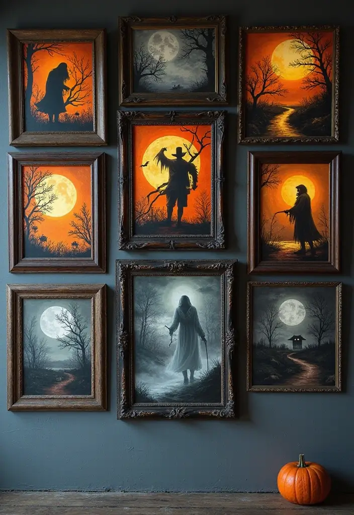 26 Halloween Room Decor Ideas to Set the Mood 4 26 Halloween Room Decor Ideas to Set the Mood - 4. Spooky Wall Art
