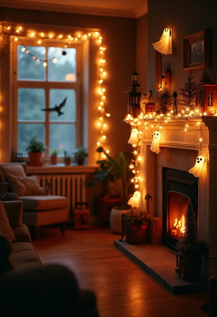 26 Halloween Room Decor Ideas to Set the Mood 5 26 Halloween Room Decor Ideas to Set the Mood - 5. Ghostly String Lights