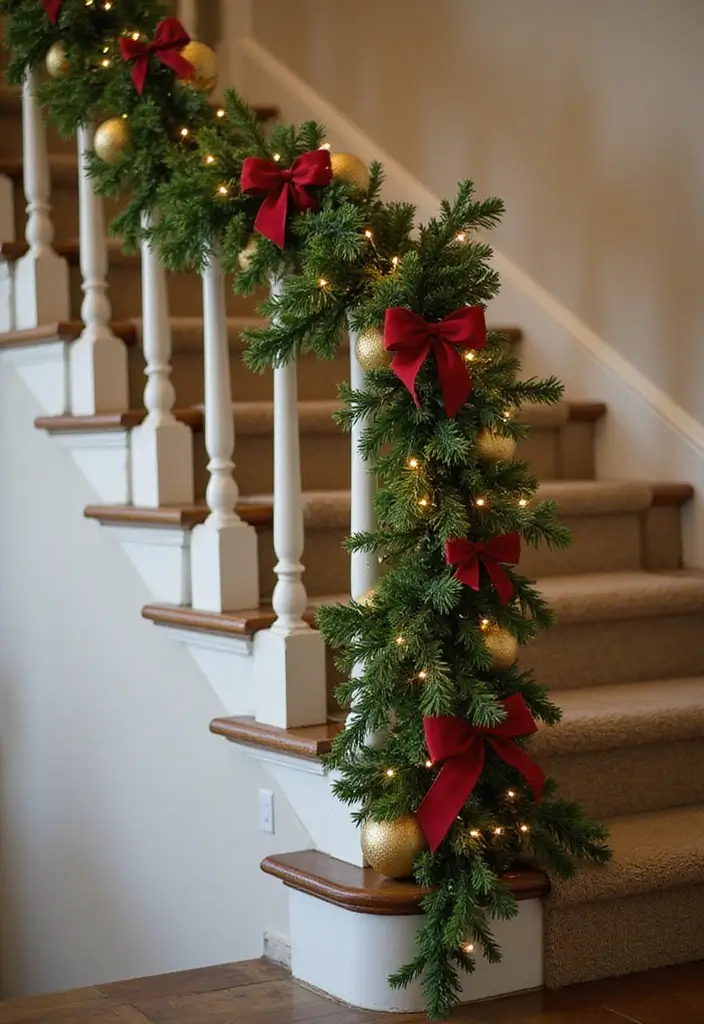 26 Staircase Christmas Decor Ideas Full of Charm 1 26 Staircase Christmas Decor Ideas Full of Charm - 1. Elegant Draped Garland