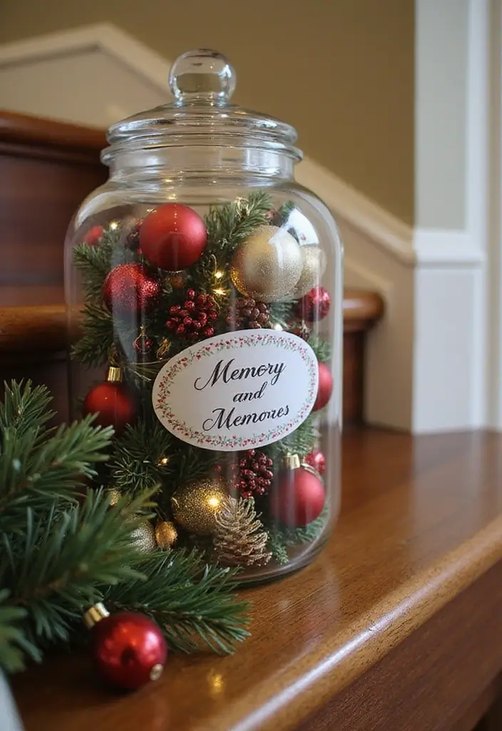 26 Staircase Christmas Decor Ideas Full of Charm 24 26 Staircase Christmas Decor Ideas Full of Charm - 24. Holiday Memory Jar