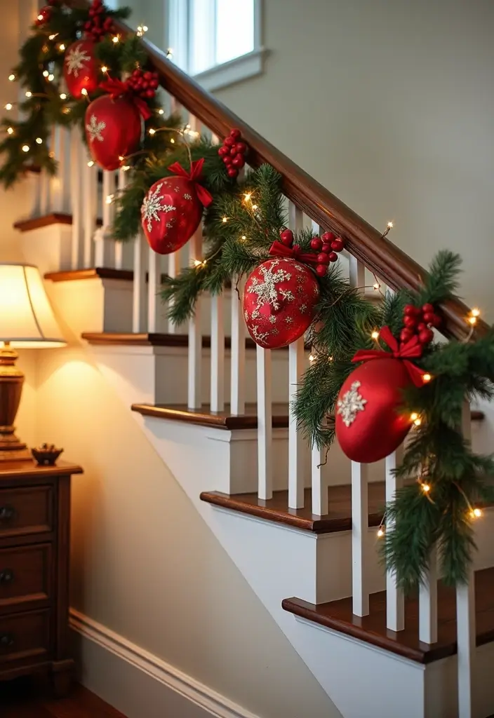 26 Staircase Christmas Decor Ideas Full of Charm 6 26 Staircase Christmas Decor Ideas Full of Charm - 6. Holiday-Themed Banners