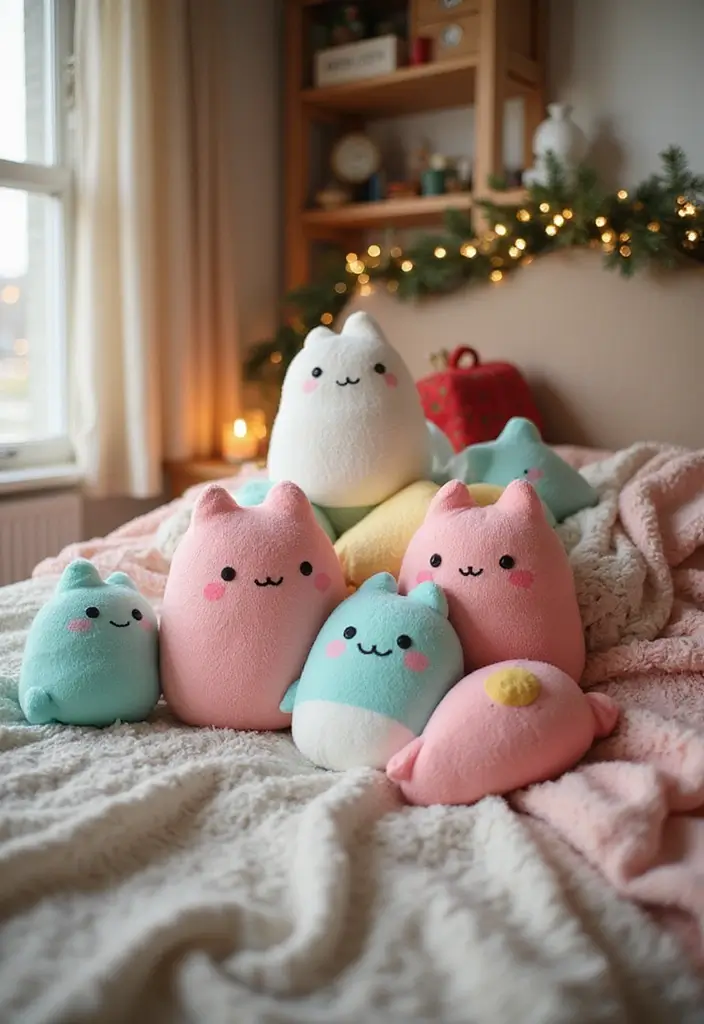 27 Christmas Bedroom Decor Ideas That Feel Extra Magical 12 27 Christmas Bedroom Decor Ideas That Feel Extra Magical - 12. Christmas Squishmallows