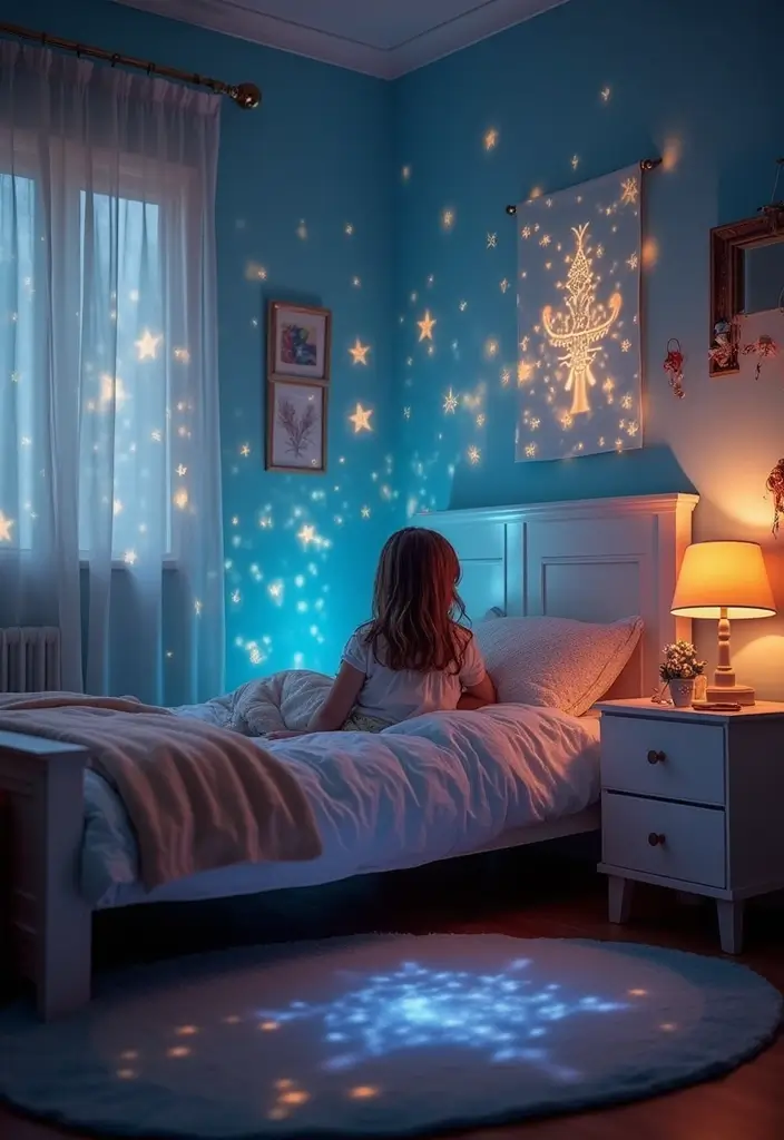 27 Christmas Bedroom Decor Ideas That Feel Extra Magical 18 27 Christmas Bedroom Decor Ideas That Feel Extra Magical - 18. Holiday Projection Lights
