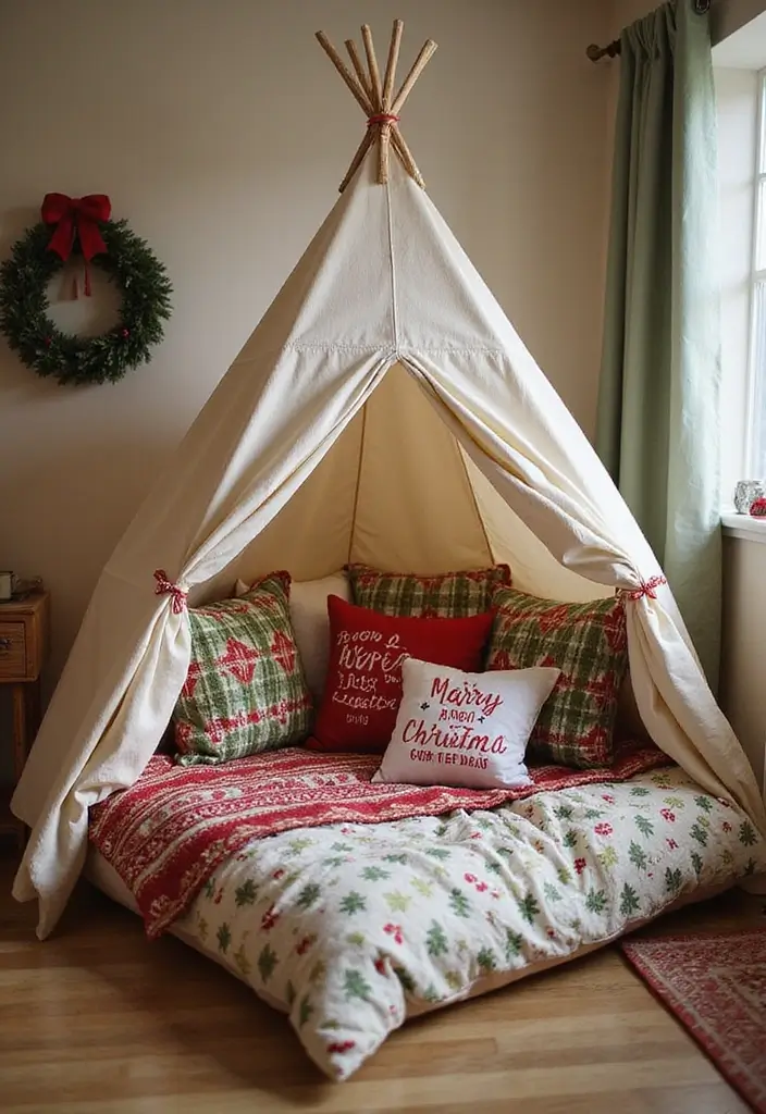27 Christmas Bedroom Decor Ideas That Feel Extra Magical 23 27 Christmas Bedroom Decor Ideas That Feel Extra Magical - 23. Festive Pillow Forts