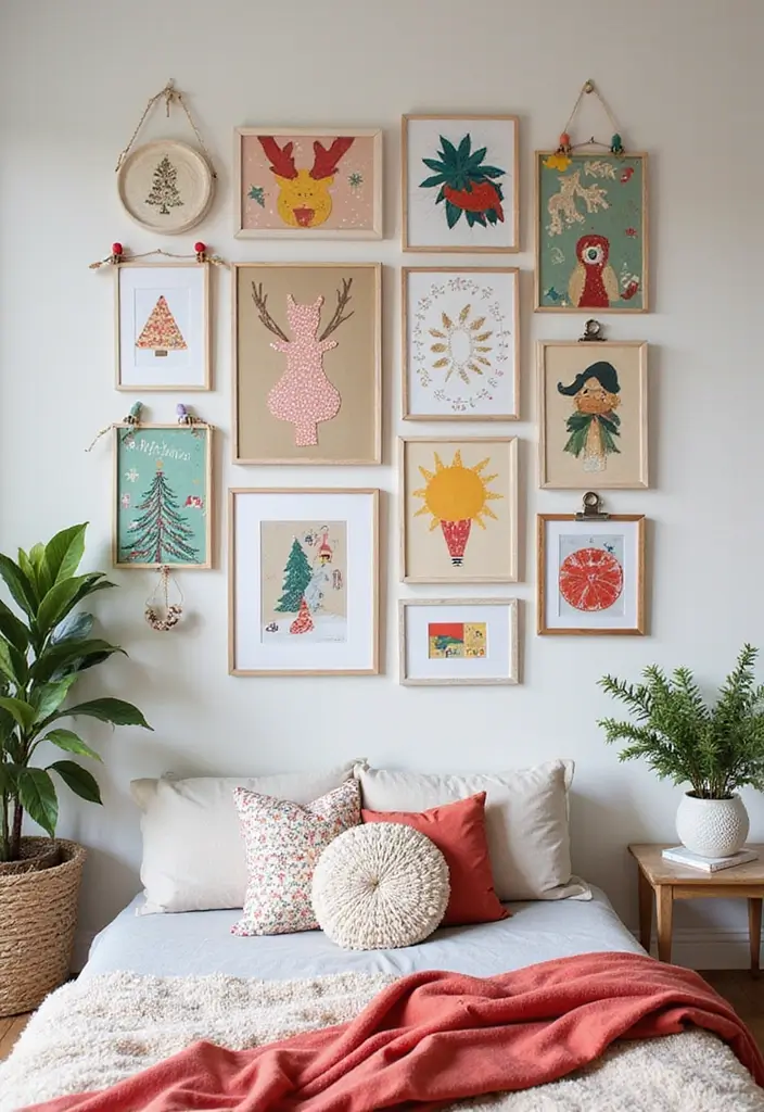 27 Christmas Bedroom Decor Ideas That Feel Extra Magical 4 27 Christmas Bedroom Decor Ideas That Feel Extra Magical - 4. Festive Wall Art