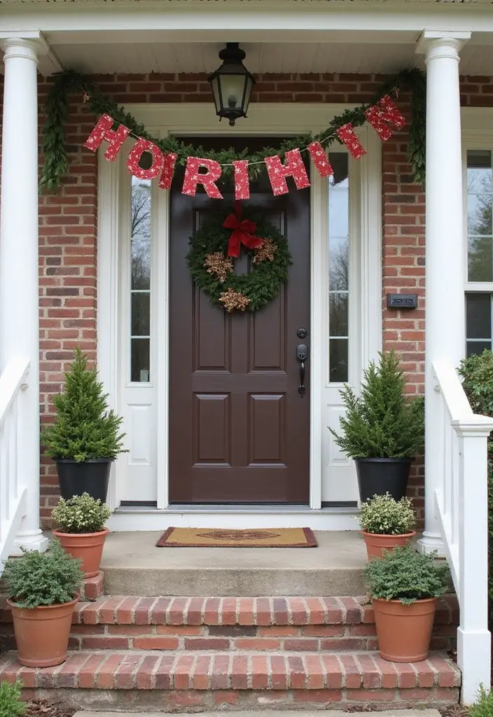 27 Christmas Front Porch Decor Ideas to Welcome Guests 17 27 Christmas Front Porch Decor Ideas to Welcome Guests - 17. Holiday Banners