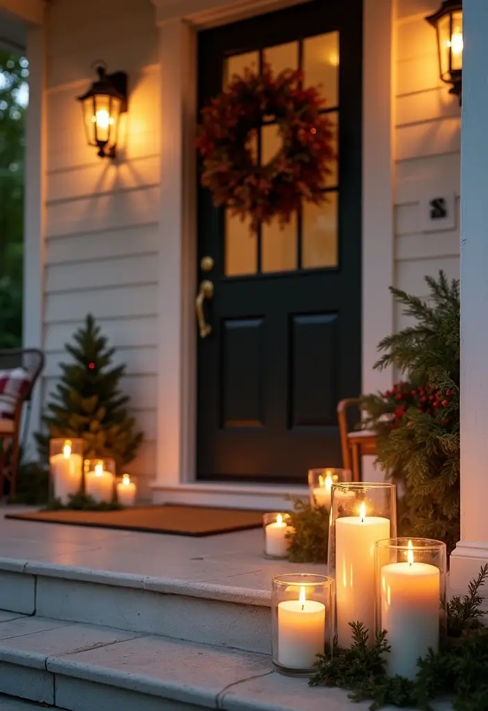 27 Christmas Front Porch Decor Ideas to Welcome Guests 20 27 Christmas Front Porch Decor Ideas to Welcome Guests - 20. Scented Holiday Candles