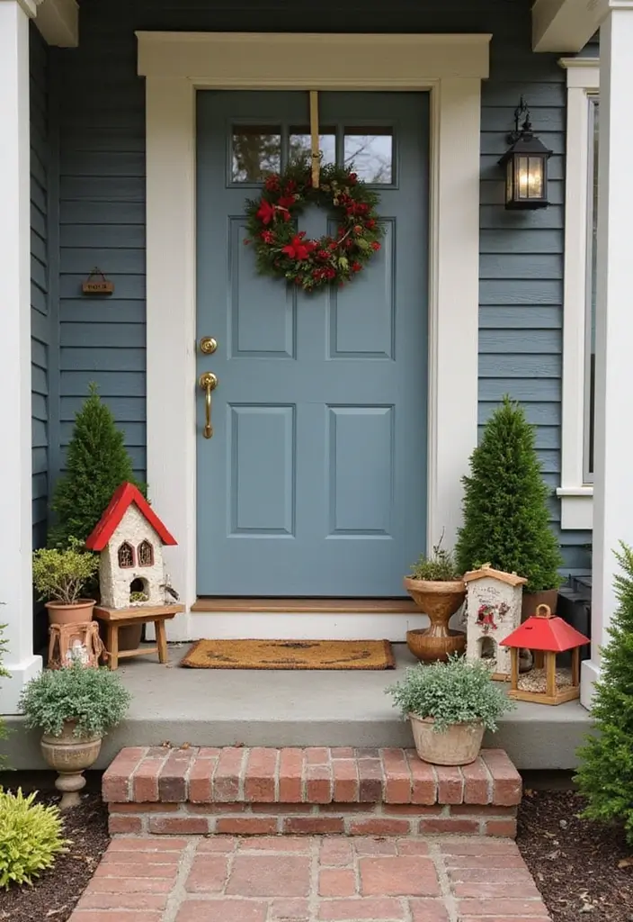 27 Christmas Front Porch Decor Ideas to Welcome Guests 22 27 Christmas Front Porch Decor Ideas to Welcome Guests - 22. Charming Birdfeeders