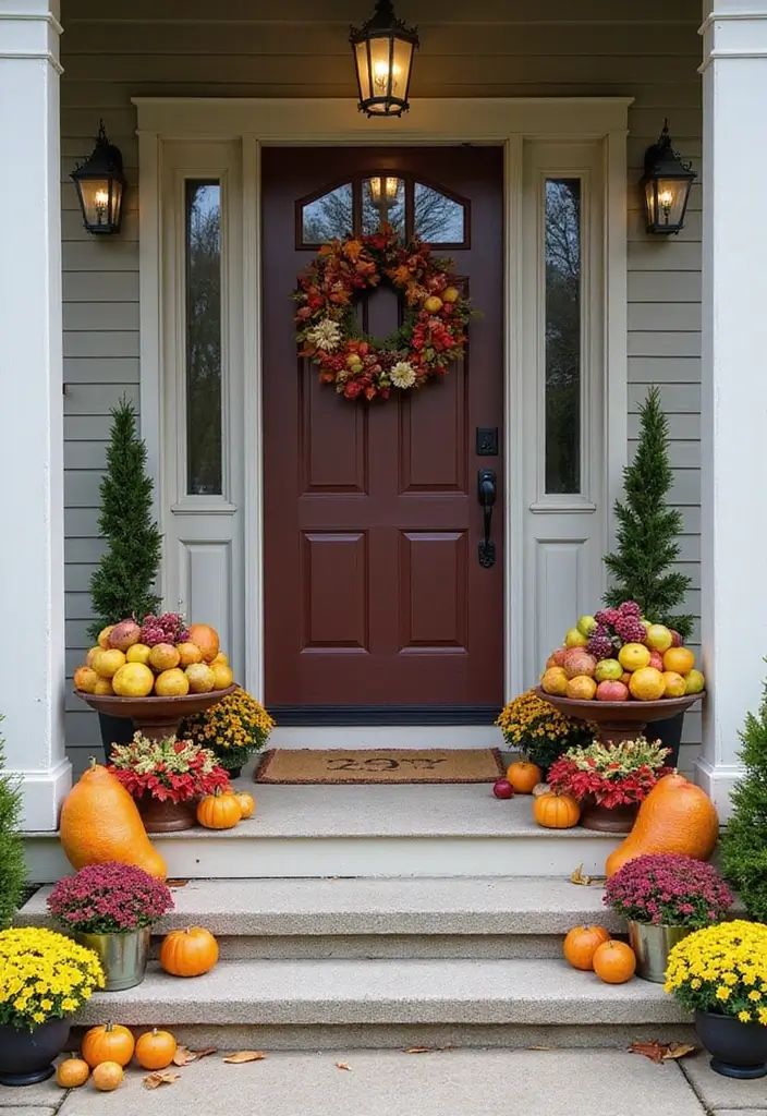 27 Christmas Front Porch Decor Ideas to Welcome Guests 24 27 Christmas Front Porch Decor Ideas to Welcome Guests - 24. Seasonal Fruit Displays