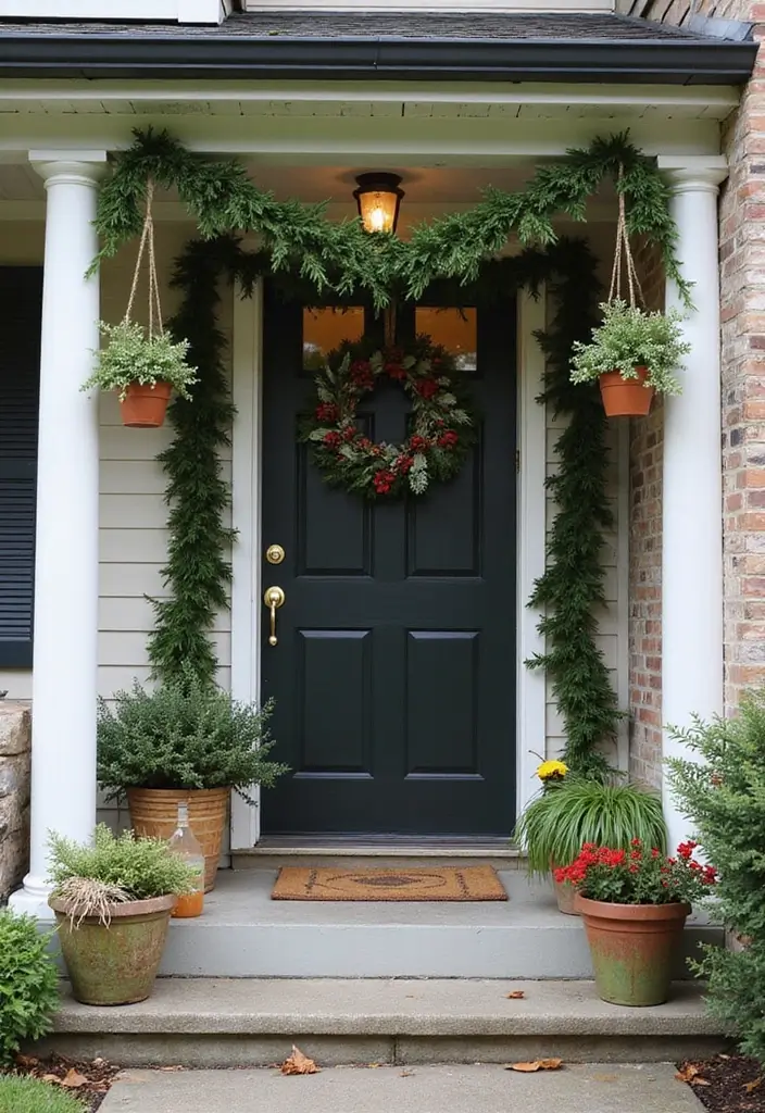 27 Christmas Front Porch Decor Ideas to Welcome Guests 9 27 Christmas Front Porch Decor Ideas to Welcome Guests - 9. Natural Christmas Ornaments