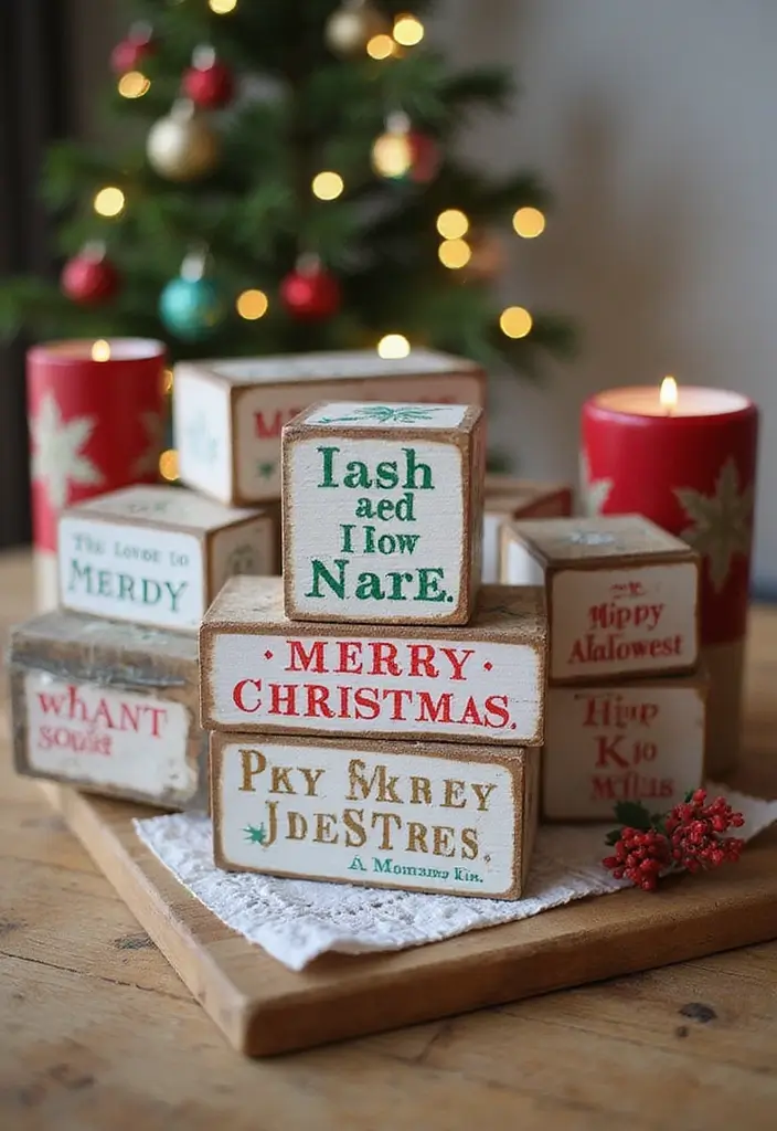 27 Christmas Office Decor Ideas That Feel Cheerful 10 27 Christmas Office Decor Ideas That Feel Cheerful - 10. Christmas-Themed Quote Blocks