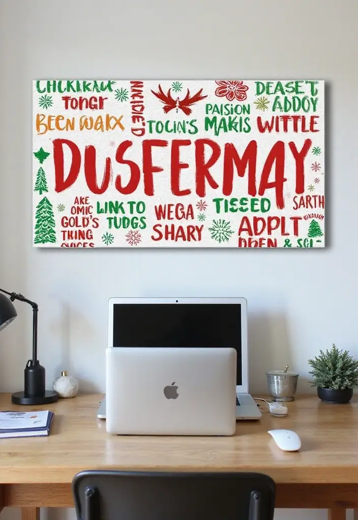 27 Christmas Office Decor Ideas That Feel Cheerful 19 27 Christmas Office Decor Ideas That Feel Cheerful - 19. Personalized Holiday Banner