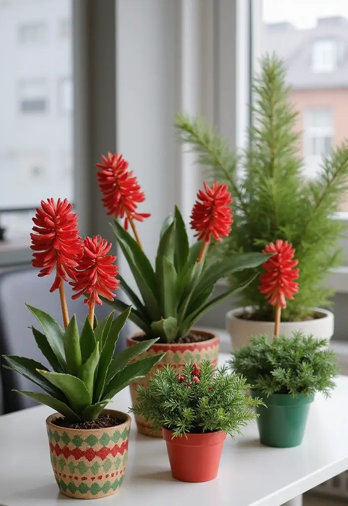 27 Christmas Office Decor Ideas That Feel Cheerful 21 27 Christmas Office Decor Ideas That Feel Cheerful - 21. Cheerful Desk Plants