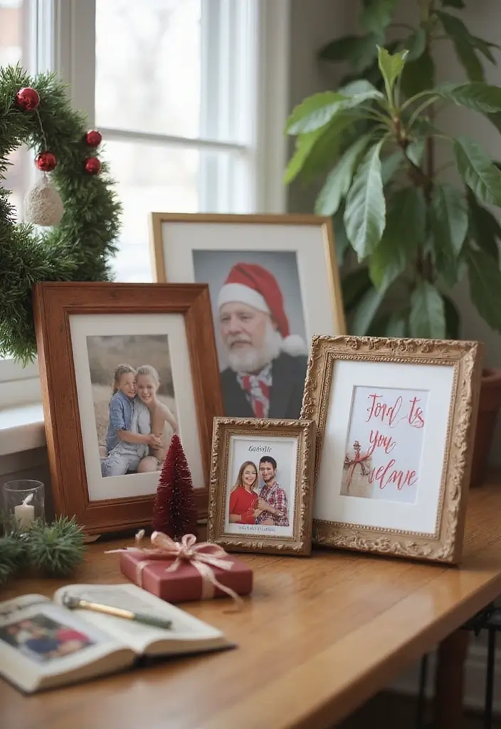 27 Christmas Office Decor Ideas That Feel Cheerful 24 27 Christmas Office Decor Ideas That Feel Cheerful - 24. Festive Picture Frames