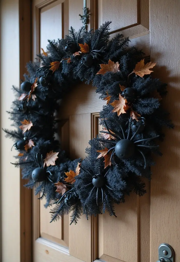 27 Halloween Door Decoration Ideas You Can DIY Fast 1. Spooky Spider Wreath