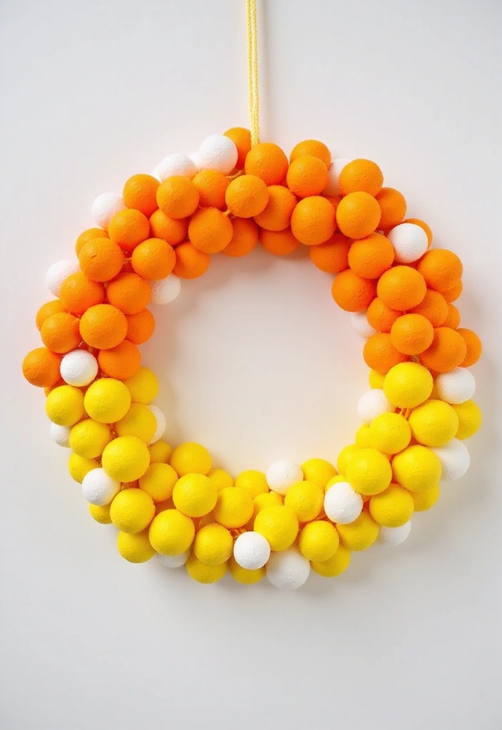 27 Halloween Door Decoration Ideas You Can DIY Fast 13. Colorful Candy Corn Wreath
