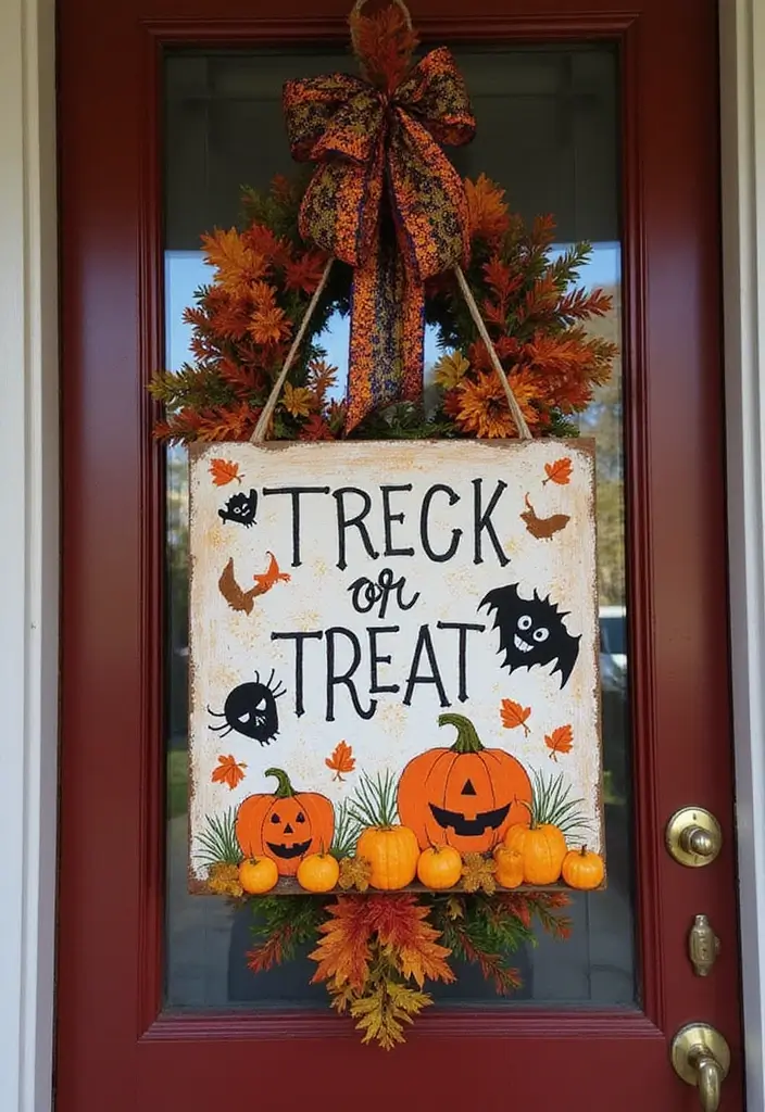 27 Halloween Door Decoration Ideas You Can DIY Fast 15. Halloween Themed Door Sign