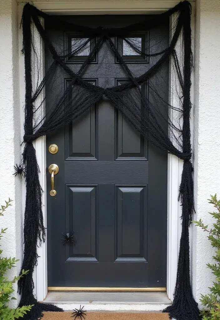 27 Halloween Door Decoration Ideas You Can DIY Fast 17. Spider Web Door Decor