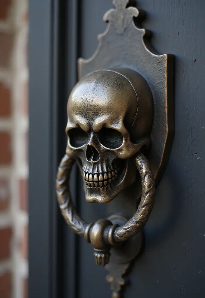 27 Halloween Door Decoration Ideas You Can DIY Fast 20. Frightening Face Door Knockers