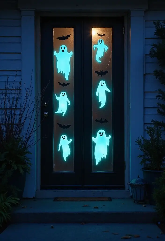 27 Halloween Door Decoration Ideas You Can DIY Fast 21. Glow in the Dark Decorations