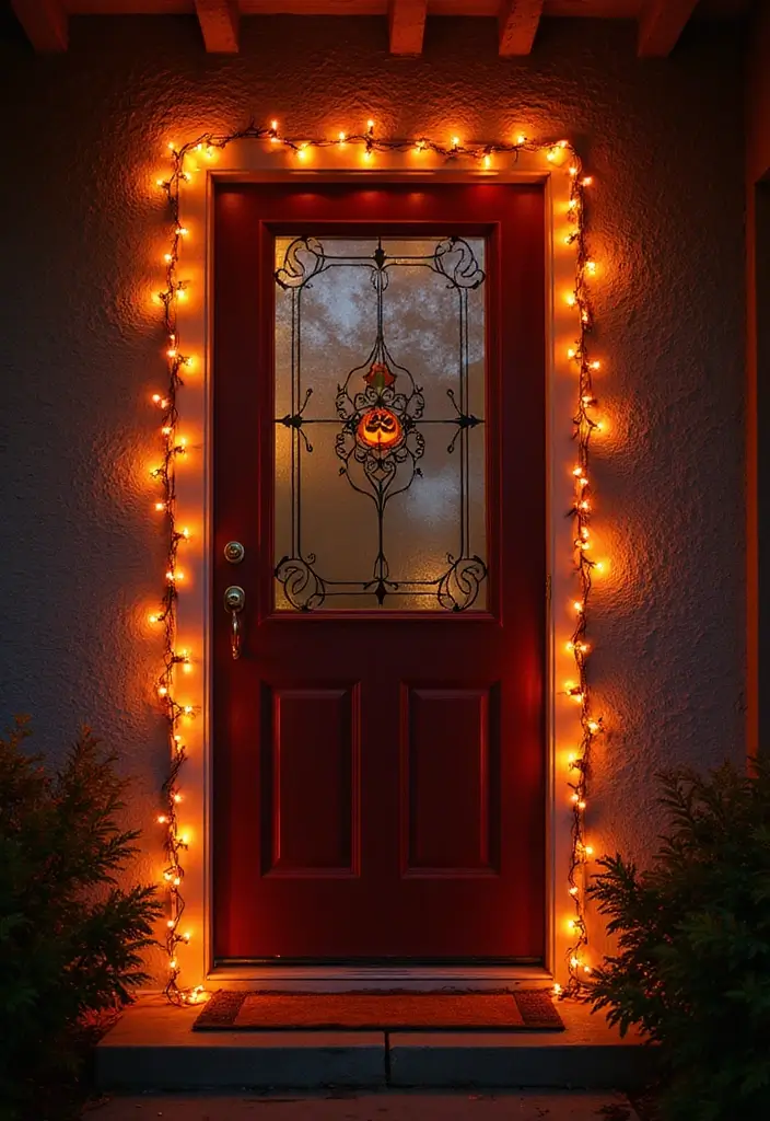 27 Halloween Door Decoration Ideas You Can DIY Fast 27. Magical Fairy Lights