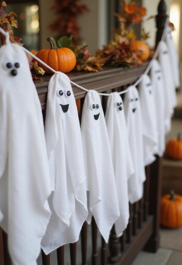 27 Halloween Door Decoration Ideas You Can DIY Fast 4. Ghostly Garland