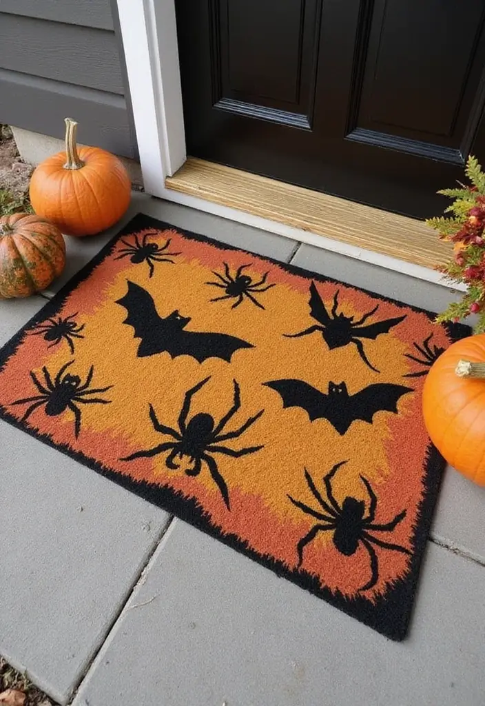 27 Halloween Door Decoration Ideas You Can DIY Fast 5. Creepy Crawlies Door Mat