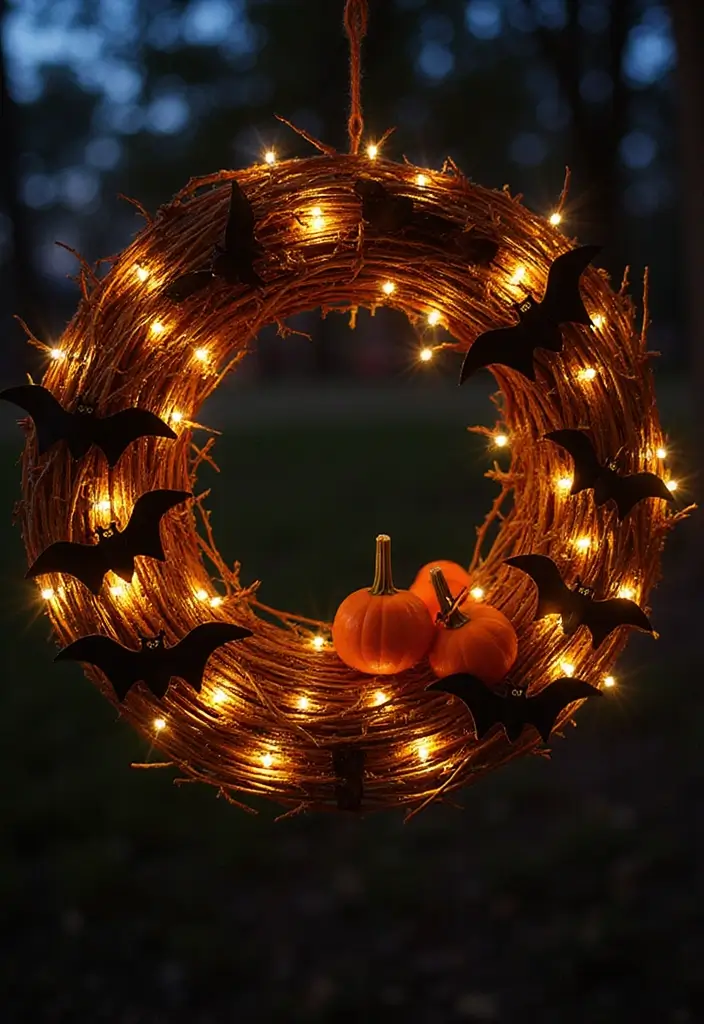 27 Halloween Door Decoration Ideas You Can DIY Fast 9. Halloween Light Up Wreath