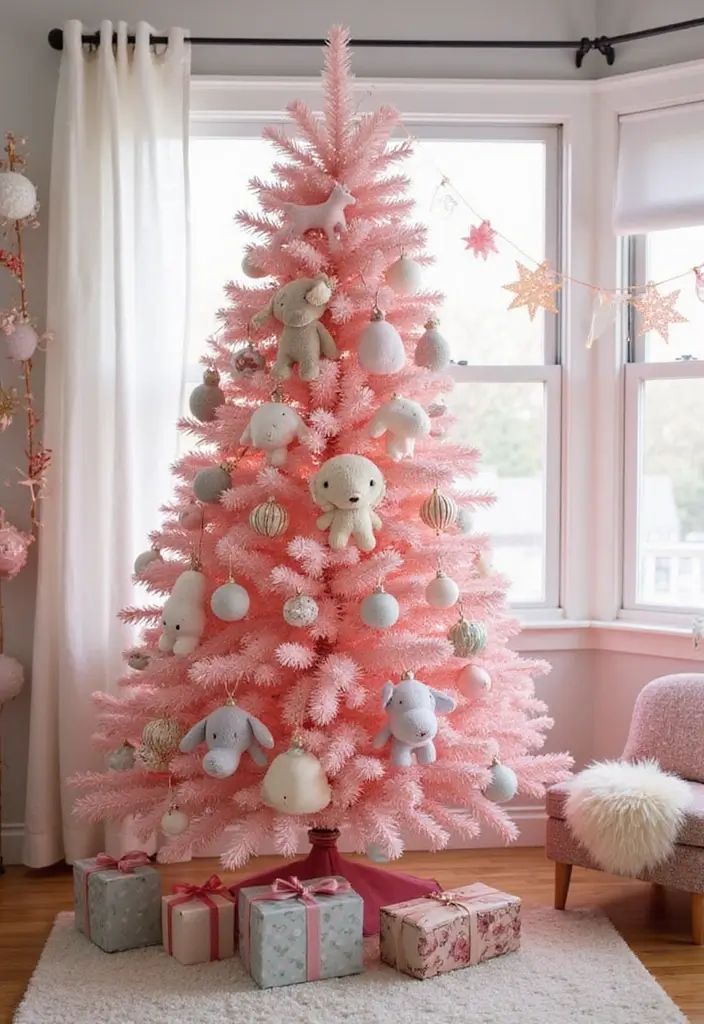 27 Pink Christmas Tree Decoration Ideas That Pop 14 27 Pink Christmas Tree Decoration Ideas That Pop - 14. Animal Kingdom
