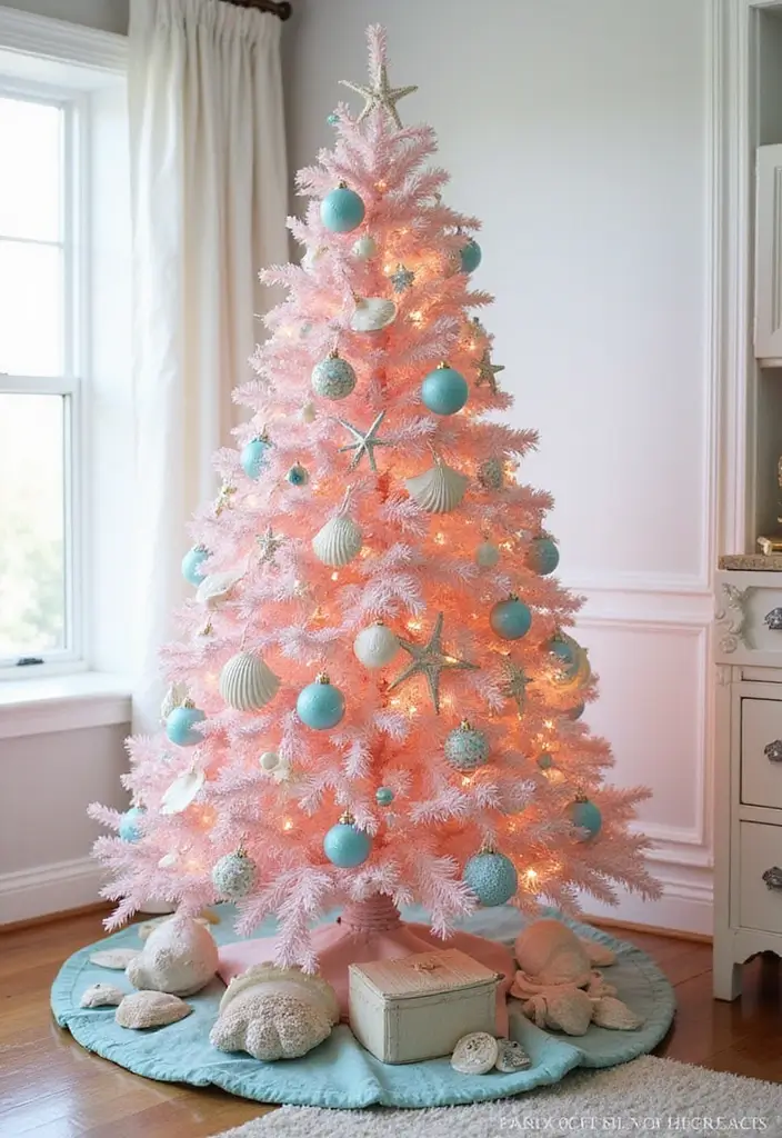 27 Pink Christmas Tree Decoration Ideas That Pop 22 27 Pink Christmas Tree Decoration Ideas That Pop - 22. Coastal Breeze