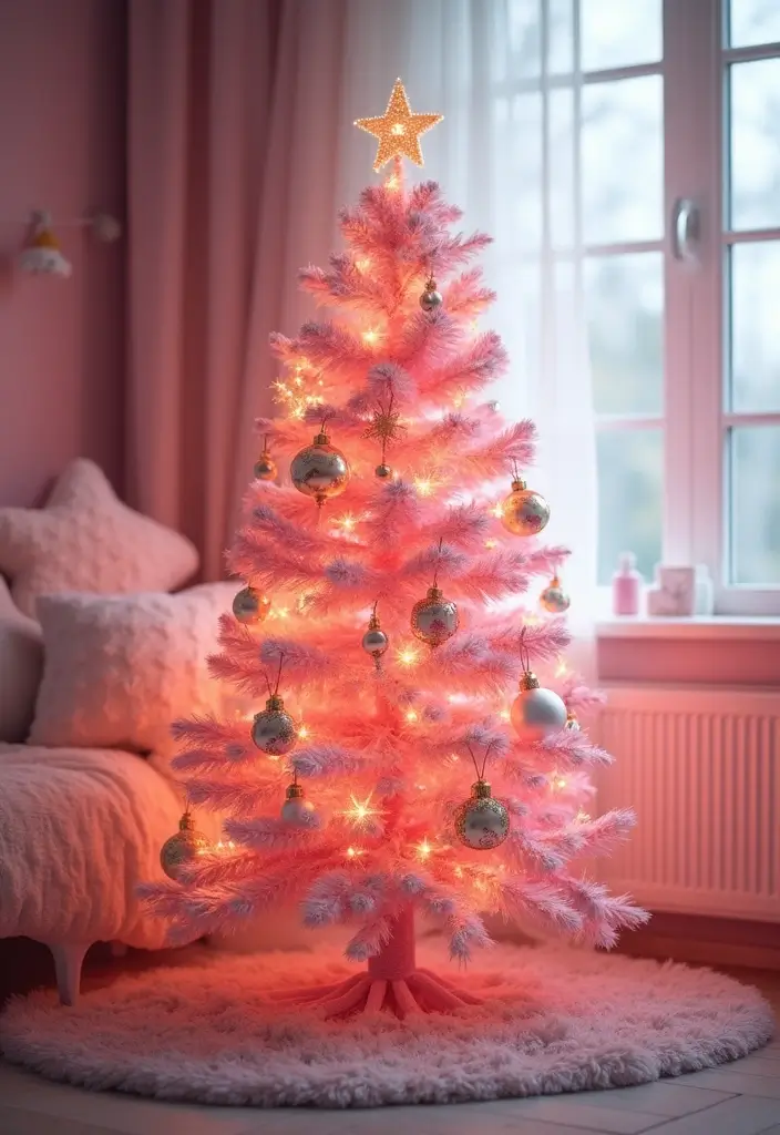 27 Pink Christmas Tree Decoration Ideas That Pop 23 27 Pink Christmas Tree Decoration Ideas That Pop - 23. Starry Night