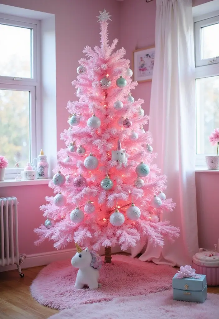 27 Pink Christmas Tree Decoration Ideas That Pop 4 27 Pink Christmas Tree Decoration Ideas That Pop - 4. Whimsical Unicorn Dreams