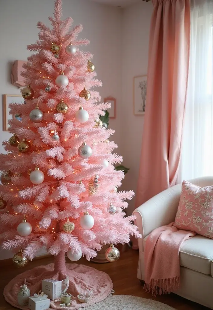 27 Pink Christmas Tree Decoration Ideas That Pop 5 27 Pink Christmas Tree Decoration Ideas That Pop - 5. Retro Pink Glam
