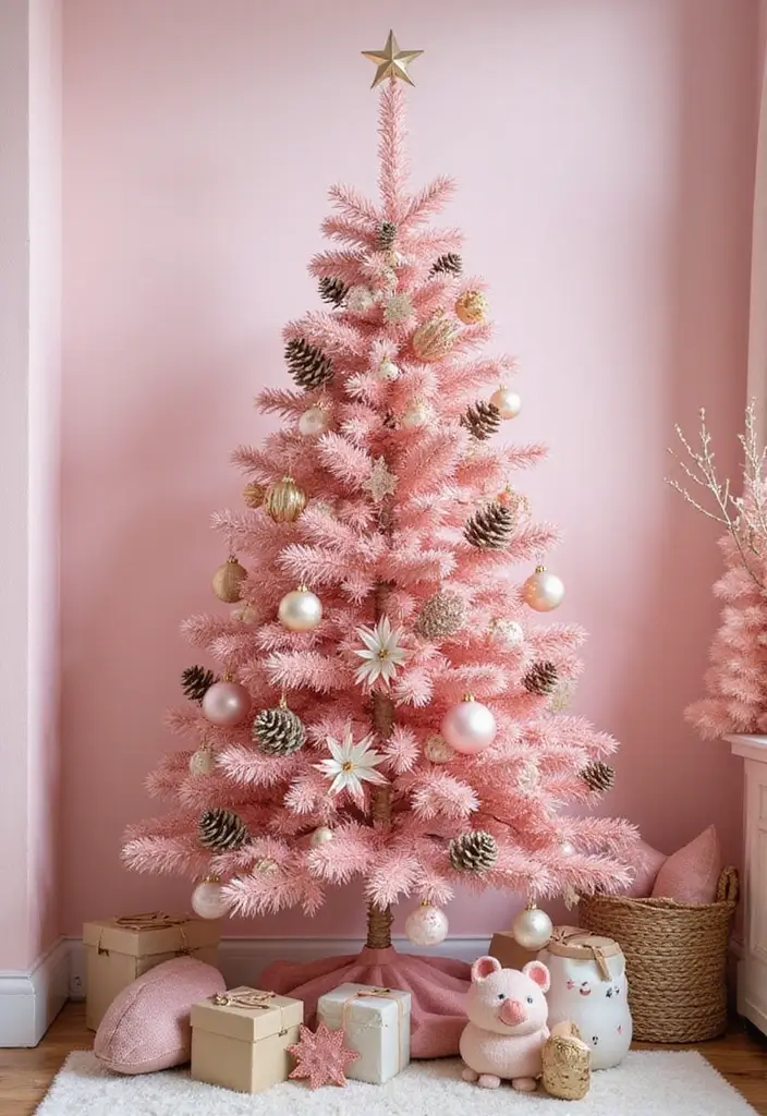 27 Pink Christmas Tree Decoration Ideas That Pop 9 27 Pink Christmas Tree Decoration Ideas That Pop - 9. Forest Fairy Tale