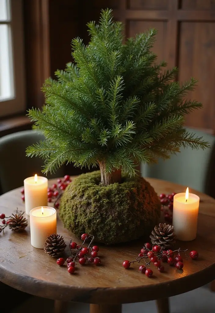 27 Round Table Christmas Centerpiece Ideas That Shine - 1. Classic Evergreen Arrangement
