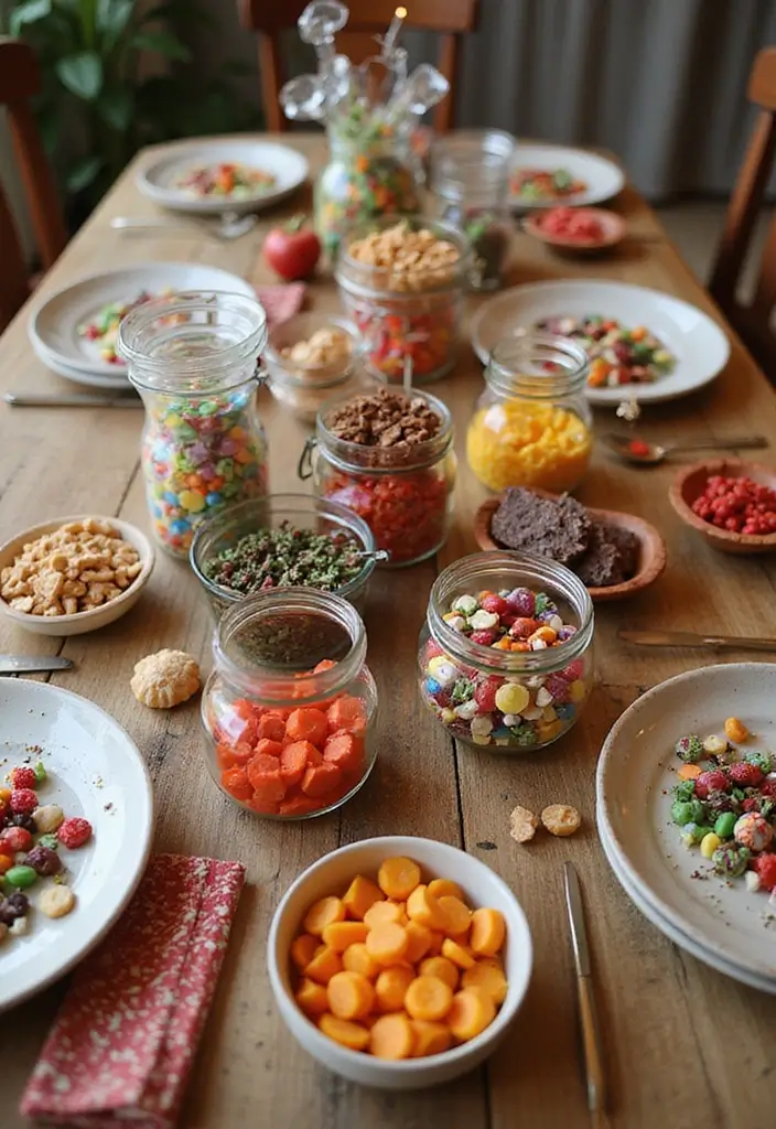 27 Round Table Christmas Centerpiece Ideas That Shine - 26. Whimsical Candy Land Centerpiece