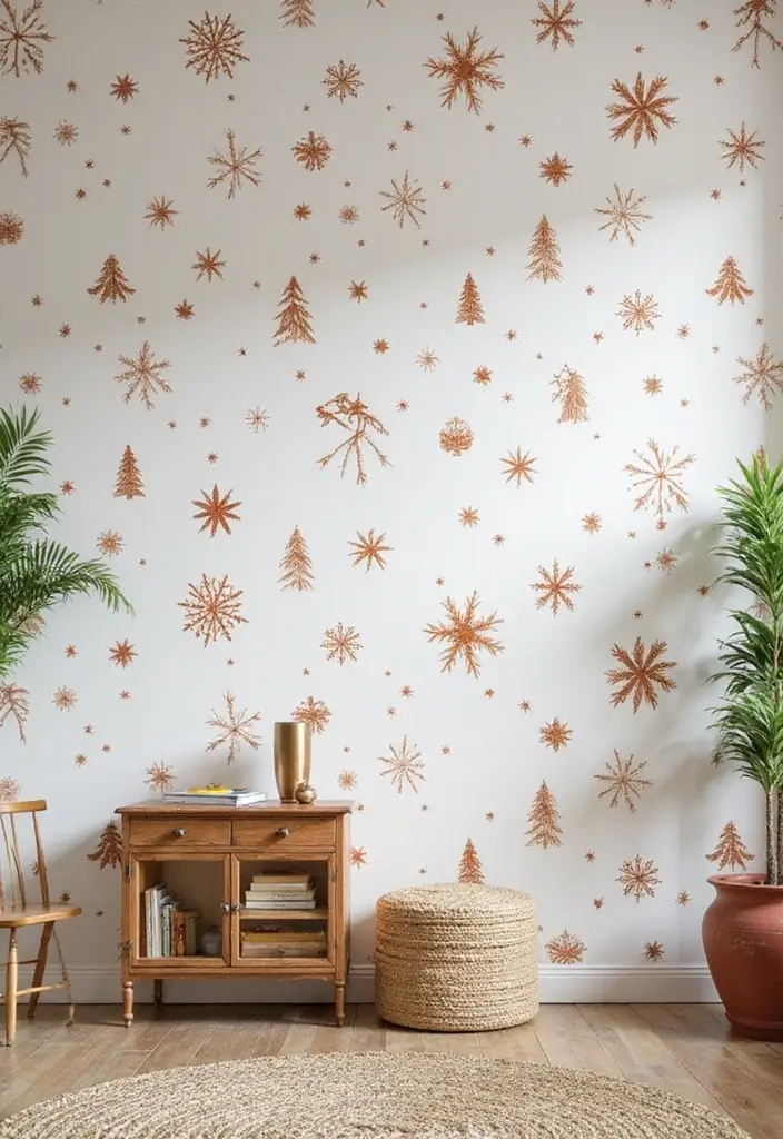27 Small Apartment Christmas Decor Ideas That Maximize Style 16 27 Small Apartment Christmas Decor Ideas That Maximize Style - 16. Temporary Wallpaper