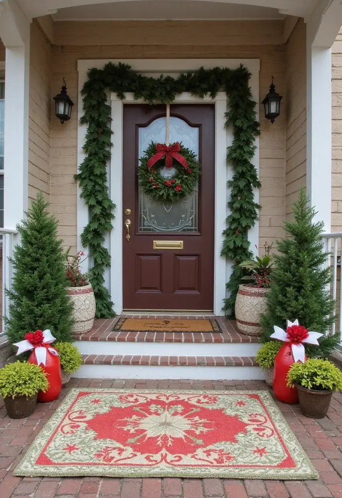 27 Small Apartment Christmas Decor Ideas That Maximize Style 18 27 Small Apartment Christmas Decor Ideas That Maximize Style - 18. Festive Door Mats