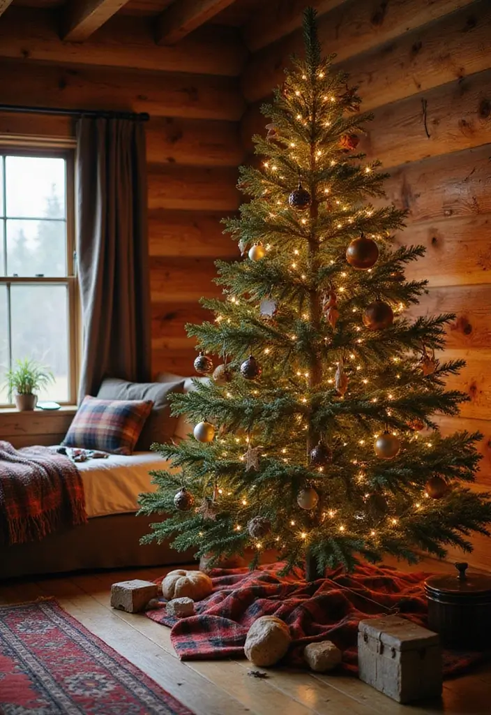 27 Stunning Sapin de Noël Inspirations You’ll Love 4 27 Stunning Sapin de Noël Inspirations You’ll Love - 4. Cozy Cabin Retreat
