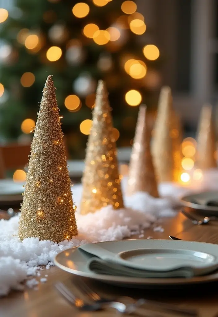 28 Christmas Centerpiece Ideas That Elevate Any Table 10 28 Christmas Centerpiece Ideas That Elevate Any Table - 10. Glittery Sparkle Tree Centerpieces