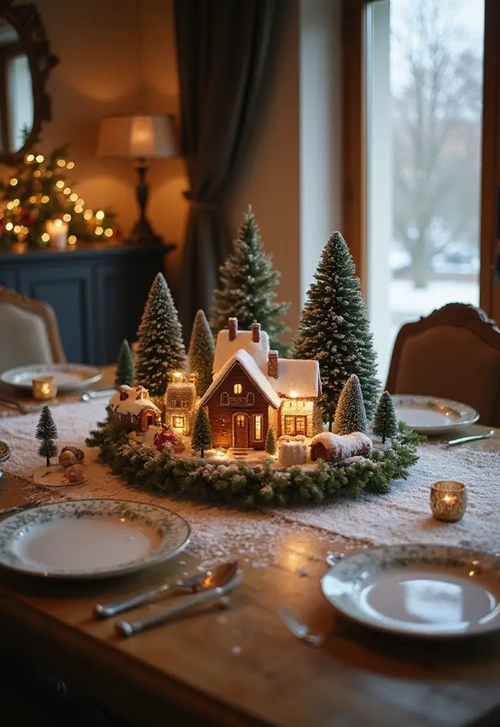 28 Christmas Centerpiece Ideas That Elevate Any Table 17 28 Christmas Centerpiece Ideas That Elevate Any Table - 17. Miniature Christmas Village
