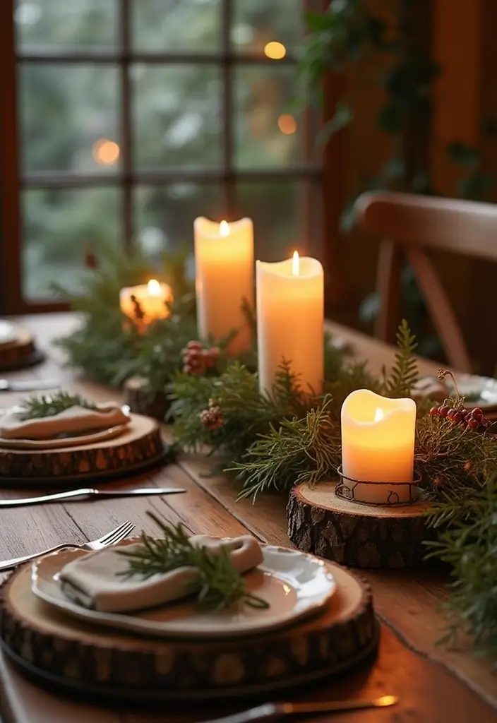 28 Christmas Centerpiece Ideas That Elevate Any Table 23 28 Christmas Centerpiece Ideas That Elevate Any Table - 23. Natural Wood Slice Centerpiece