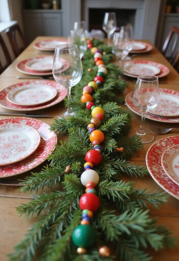 28 Christmas Centerpiece Ideas That Elevate Any Table 25 28 Christmas Centerpiece Ideas That Elevate Any Table - 25. Colorful Bead Garland Centerpiece