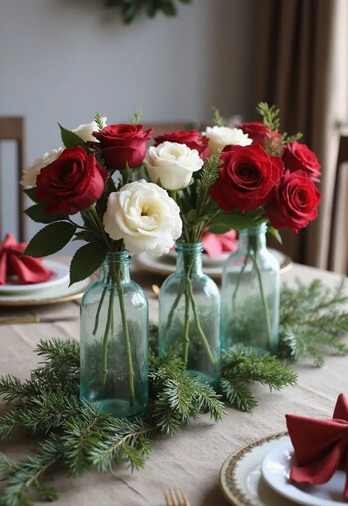 28 Christmas Centerpiece Ideas That Elevate Any Table 3 28 Christmas Centerpiece Ideas That Elevate Any Table - 3. Vintage Glass Bottle Vases